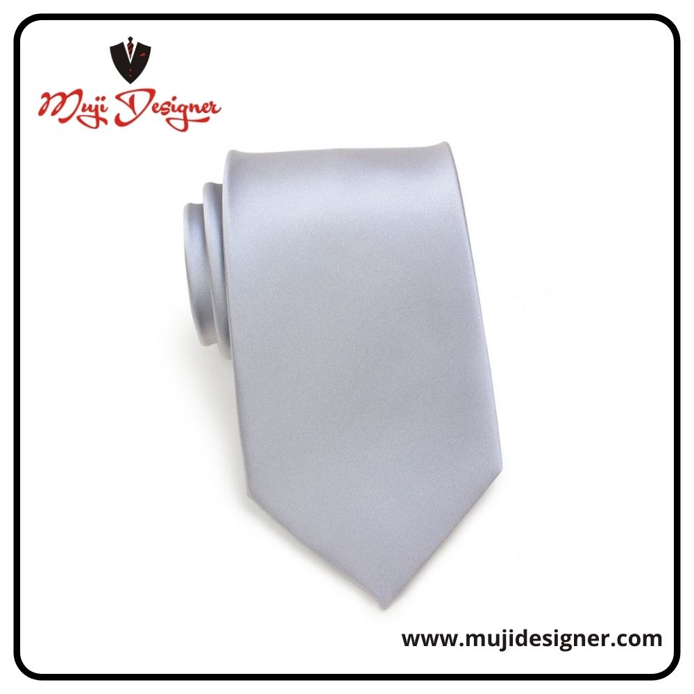 Solid Silver Mens Necktie