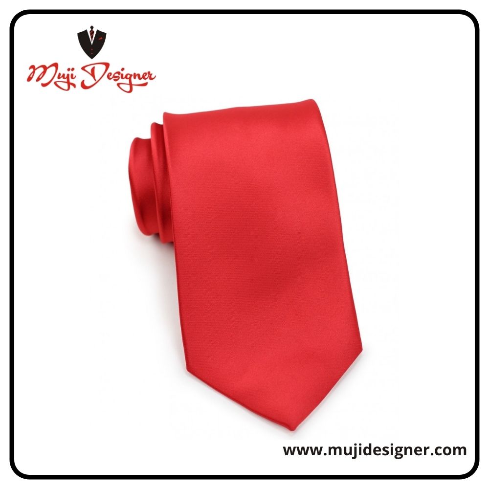 Solid Bright Red Mens Tie